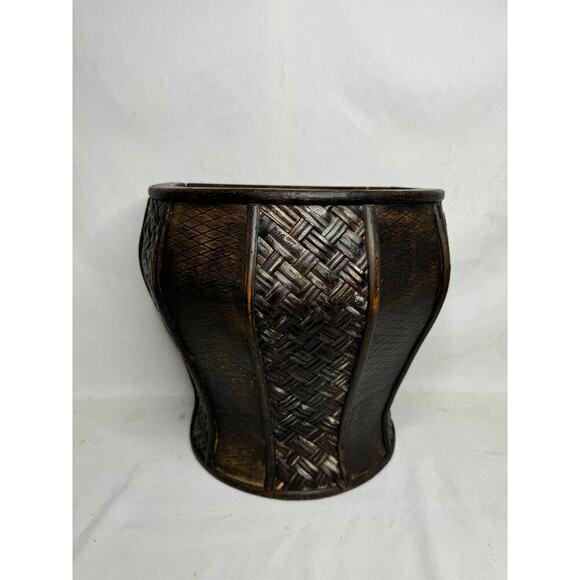 Vintage Wood & Weave Panel Decorative wall Planter - Picture 2 of 10